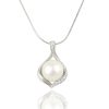 Сребърно Колие с покритие от родий с Естествени култивирани перли цвят бял на бижутерия Blessa цена 55.00лв