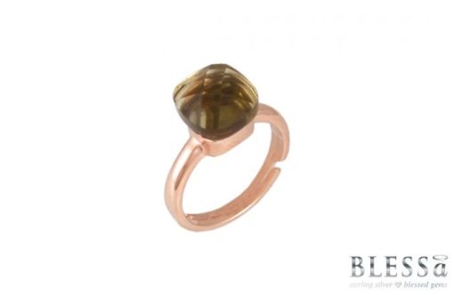 Сребърен пръстен “SMOKY“ с покритие от розово злато с камън циркони на бижутерия Blessa цена 45.00лв