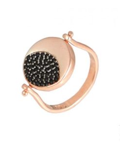 Сребърен пръстен “DUO“ с покритие от розово злато на бижутерия Blessa цена 35.00лв черни камъни