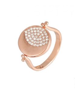 Сребърен пръстен “DUO“ с покритие от розово злато на бижутерия Blessa цена 35.00лв бели камъни