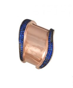 Сребърен пръстен “MARCONA“ с покритие от розово злато на бижутерия Blessa цена 69.00лв син