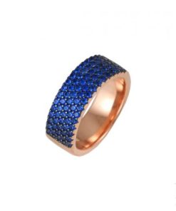 Сребърен пръстен “NEVY“ с покритие от розово злато на бижутерия Blessa цена 69.00лв цвят син