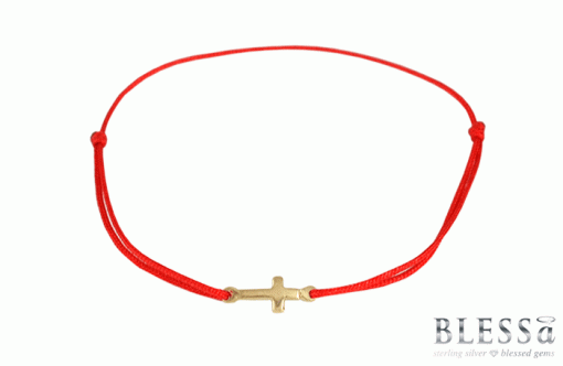 Златна гривна „BELIEVE” с червен цвят на конеца на бижутерия Blessa цена 48.00лв