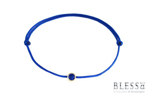 Златна гривна „DOUBLE blue” с камък Циркон със син цвят на конеца на бижутерия Blessa цена 55.00лв