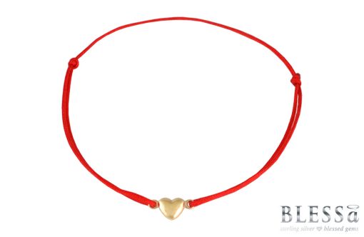 Златна гривна „LOVE” с червен цвят на конеца на бижутерия Blessa цена 48.00лв