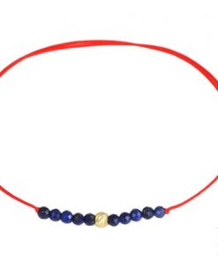 Златна гривна "Gold lapis lazuli" с камъни Лазурит с червен цвят на конеца на бижутерия Blessa цена 29.00лв