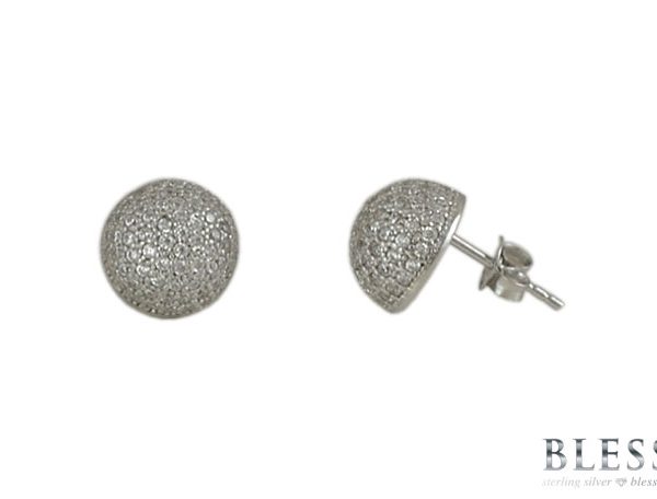 Сребърни обеци "BAZAAR" с родиево покритие на бижутерия Blessa цена 38.00лв