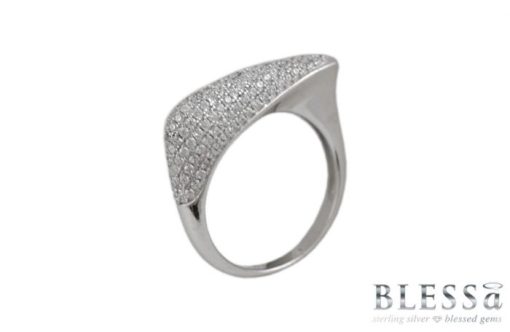 Сребърен пръстен "SISLEY" с покритие от родий с камък циркон на бижутерия Blessa цена 59.00лв
