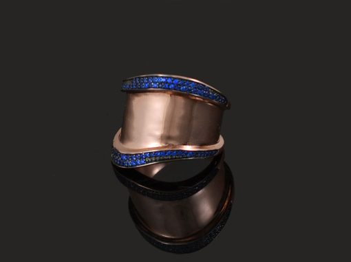 Сребърен пръстен “MARCONA“ с покритие от розово злато на бижутерия Blessa цена 69.00лв син
