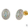 Сребърни обеци "Естествен син топаз" с родиево покритие с камъни Естествен син топаз, диамантени люспи на бижутерия Blessa цена 65.00лв