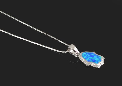 Сребърно колие Opal Hamsa с радиево покритие от бижутерия Blessa на цена 39.00лв