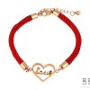 Стоманена гривна "LOVE" с червен конец с покритие от розово злато на бижутерия Blessa цена 35.00лв