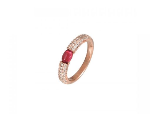 Сребърен пръстен "DANNA" с камък от кварц с покритие от розово злато на бижутерия Blessa цена 39.00лв
