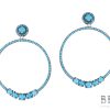 Сребърни обеци "SUMMERVIBES" с родиево покритие със сини кристали на бижутерия Blessa цена 95.00лв