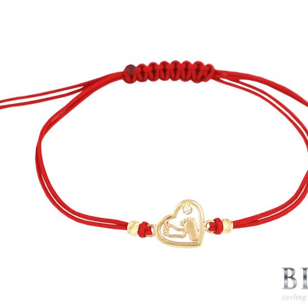 Златна гривна „BABY STEPS” с червен цвят на конеца на бижутерия Blessa цена 105.00лв