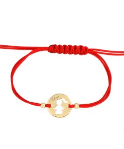 Златна гривна „GIRL” с червен цвят на конеца на бижутерия Blessa цена 89.00лв