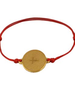 Стоманена гривна "Prayer gold” с червен цвят на конеца на бижутерия Blessa цена 20.00лв цвят златен