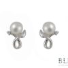 Сребърни обеци "LA PERLA" с покритие от родий с Естествени култивирани перли цвят бял на бижутерия Blessa цена 45.00лв