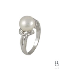 Сребърен пръстен "LA PERLA" с покритие от родий с Естествени култивирани перли цвят бял на бижутерия Blessa цена 48.00лв