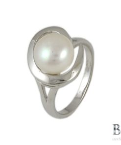 Сребърен пръстен "LA PERLA" с покритие от родий с Естествени култивирани перли цвят бял на бижутерия Blessa цена 45.00лв