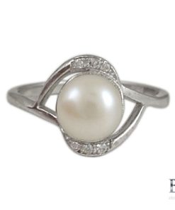 Сребърен пръстен "LA PERLA" с покритие от родий с Естествени култивирани перли цвят бял на бижутерия Blessa цена 42.00лв
