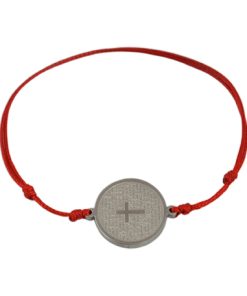Стоманена гривна "Prayer silver” с червен цвят на конеца на бижутерия Blessa цена 20.00лв