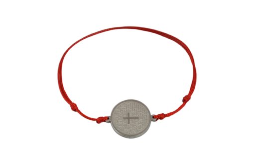 Стоманена гривна "Prayer silver” с червен цвят на конеца на бижутерия Blessa цена 20.00лв