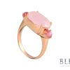 Сребърен пръстен "LA ROSA“ с покритие от розово злато с камъни Розов кварц и котешко око на бижутерия Blessa цена 79.00лв