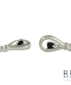 Сребърни обеци "Естествен сапфир" с покритие от родий на бижутерия Blessa цена 105.00лв