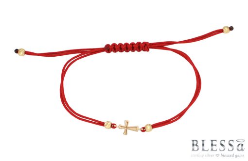 Златна гривна „CROSS” с червен цвят на конеца на бижутерия Blessa цена 79.00лв