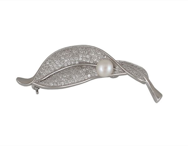 Сребърна брошка „LA PERLA” с покритие от родий на бижутерия Blessa цена 85.00лв