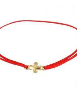 Златна гривна с червен цвят на конеца на бижутерия Blessa цена 45.00лв