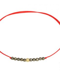 Златна гривна "GOLD pyrite" с камъни от Пирит с червен цвят на конеца на бижутерия Blessa цена 29.00лв