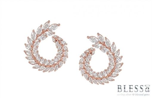 Сребърни обеци "BRIANNA“ с покритие от розово злато на бижутерия Blessa цена 79.00лв