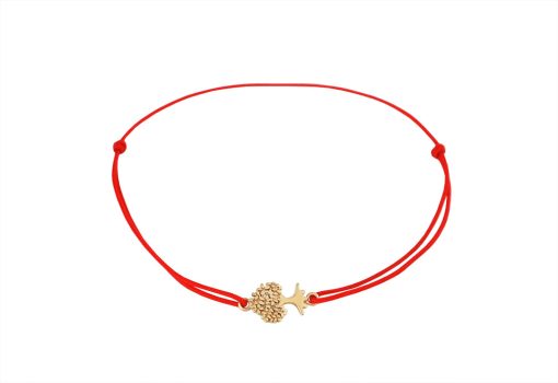 Златна гривна „TREE OF LIFE” с червен конец и сърце за украса на бижутерия Blessa цена 69.00лв