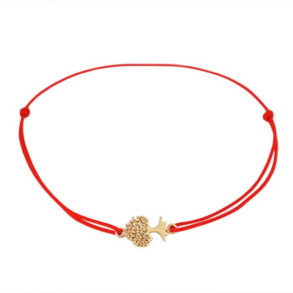 Златна гривна „TREE OF LIFE” с червен конец и сърце за украса на бижутерия Blessa цена 69.00лв