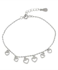 Сребърна гривна „HEARTS“ с покритие от родий сърца за украса на бижутерия Blessa цена 38.00лв
