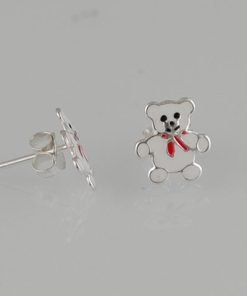 Сребърни детски обеци "TEDDY BEAR" с покритие от родий мечета за украса на бижутерия Blessa цена 25.00лв