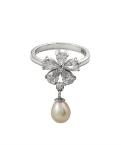сребърен пръстен е с.естествена перла вечерни елегантни бижута от бижутерия blessa на цена 79 лв