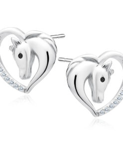 детски сребърни обеци с конче от бижутерия blessa на цена 62 лв