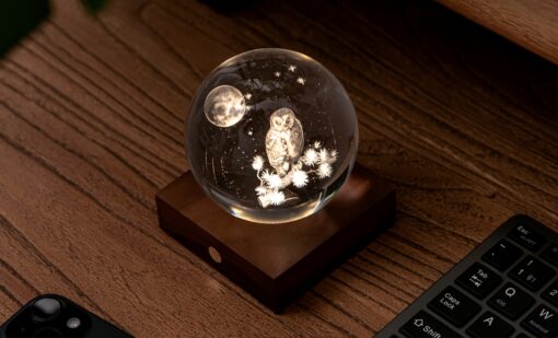 Нощна лампа Crystal Light Owl Moon 2