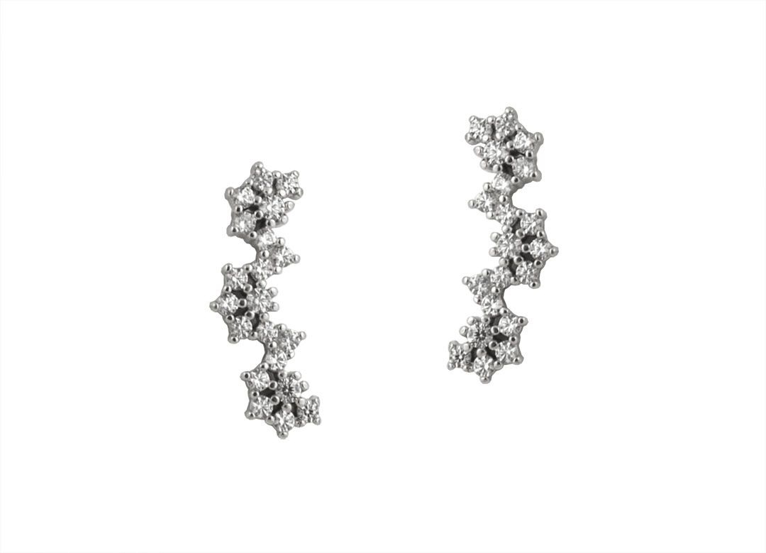 Обеци ~Linna~ 1 пълзящи сребарни обеци фиба с циркони от бижутерия blessa на цена 59 лв