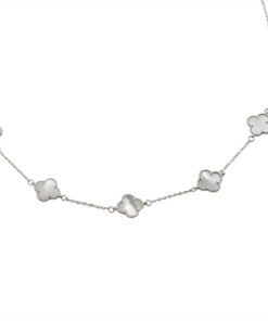 сребарни колие със седефени детелини по модел на ван клиф от бижутерия blessa на цена 69 лв