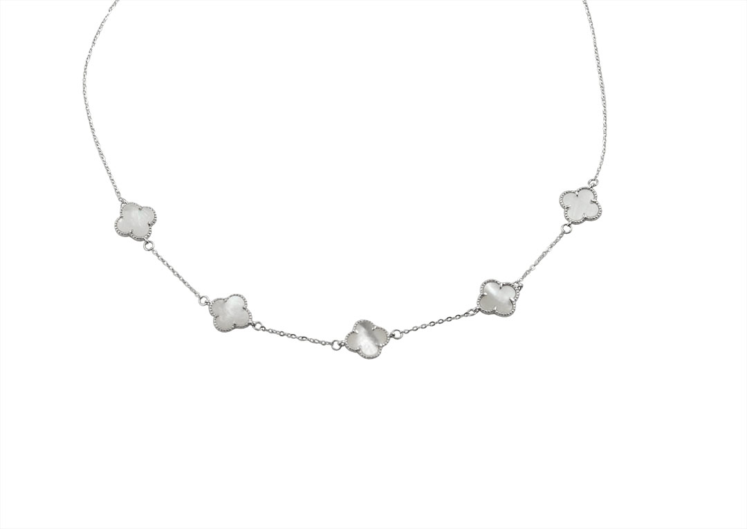 Колие ~Van~ 1 сребарни колие със седефени детелини по модел на ван клиф от бижутерия blessa на цена 69 лв